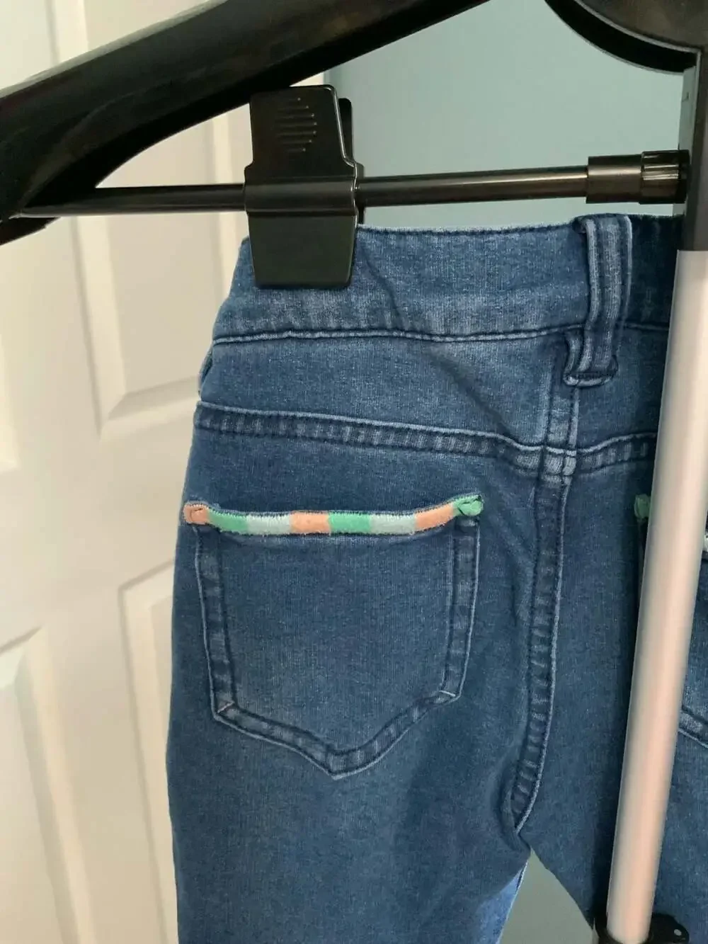 Matilda Jane Jeans Size 6 Blue Denim Jeggings Rainbow Pocket Detail